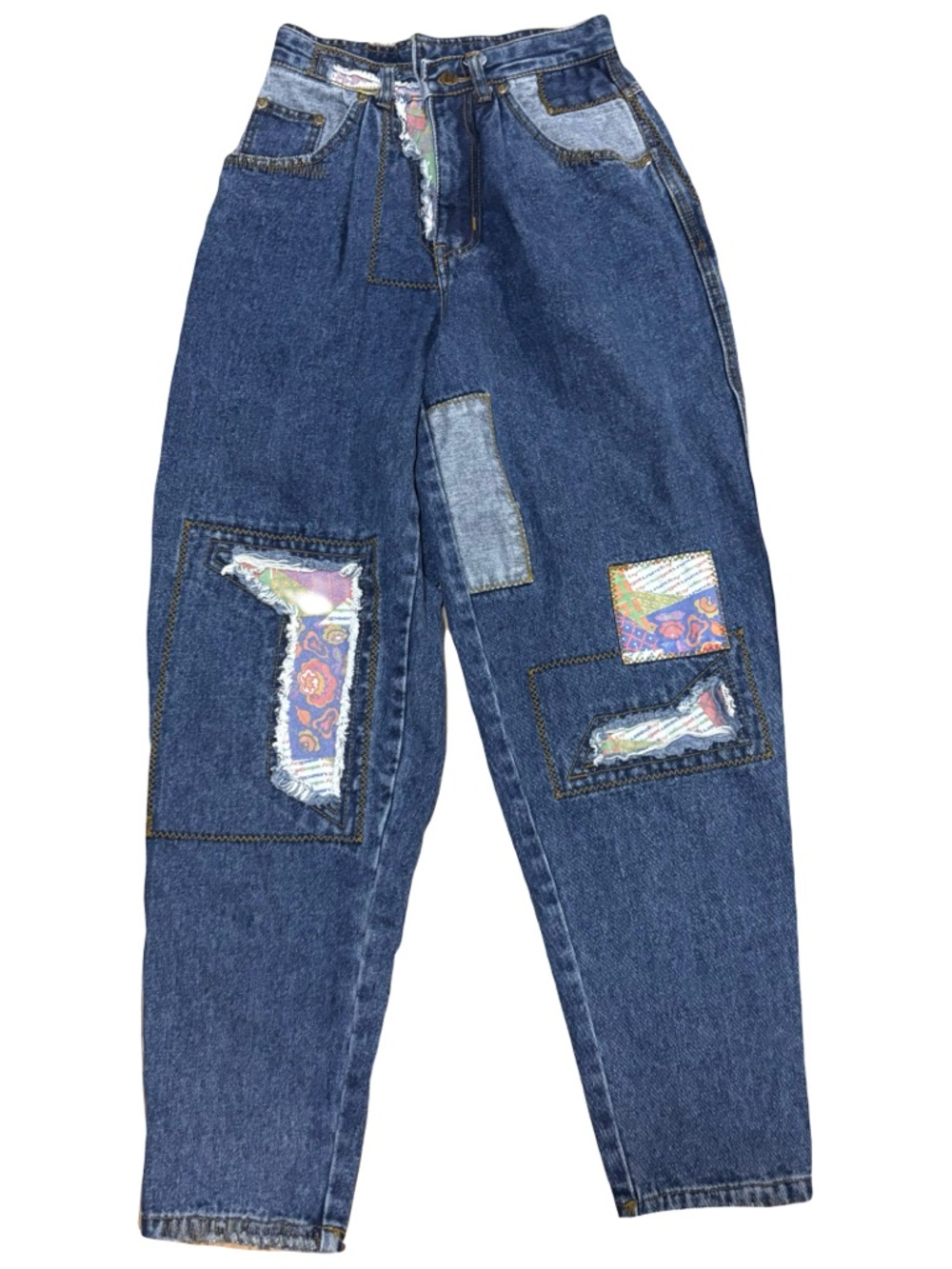 Vintage 90’s High-Rise Patchwork Women's Jeans - Blue